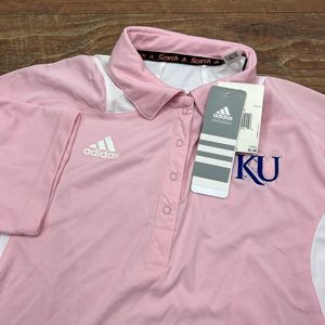 Adidas Climacool Women Pink KU Kansas University Polo Shirt Small Polo Shirt NWT